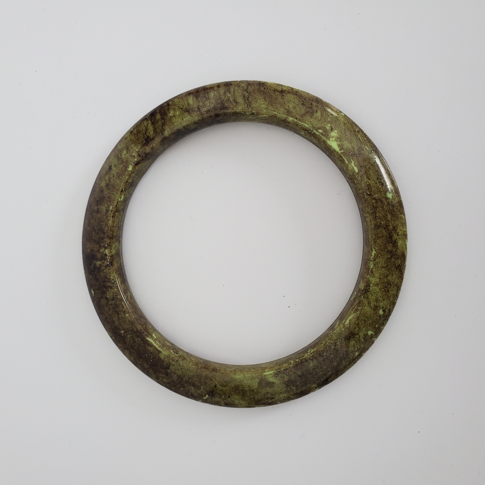 Vintage Mid-Century Acrylic Bangle Bracelet Olive Green & Brown Marbled 8"